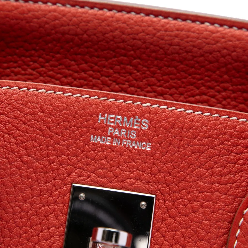 Hermès Limited Edition Bicolor Clemence Birkin Retourne 35 Orange Leather Very good - Box View