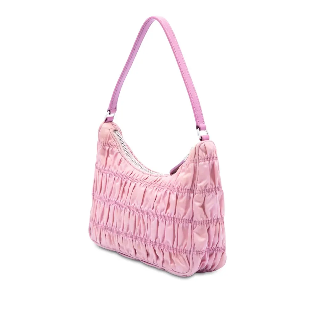 Prada Tessuto Gaufre Re Edition Shoulder Bag Pink Polyamide Very good - Back View
