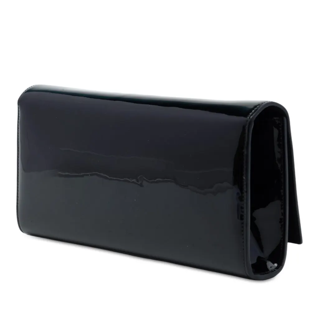 Saint Laurent Patent Cassandre Tassel Clutch Black Leather Very good - Back View