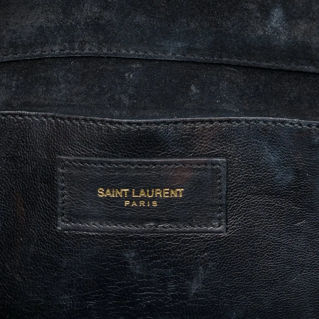 Saint Laurent Patent Cassandre Tassel Clutch Black Leather Very good - Box View