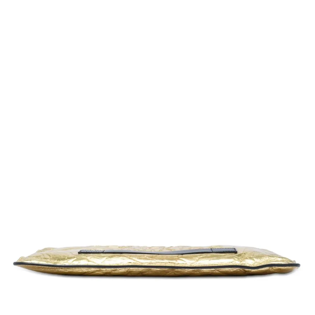 Chanel Metallic Crinkled Calfskin Feministe Mais Feminine Pouch Gold Leather Very good - Inside View