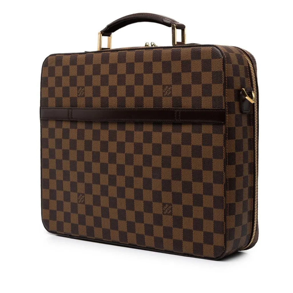 Louis Vuitton Damier Ebene Porte Ordinateur Sabana Brown Canvas Very good - Back View