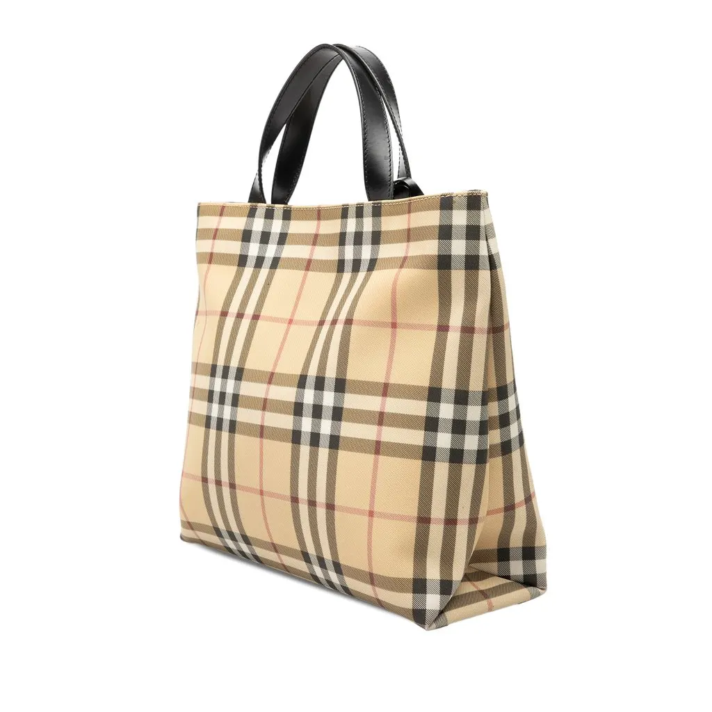 Burberry House Check Coated Canvas Tote Beige Very good - Back View