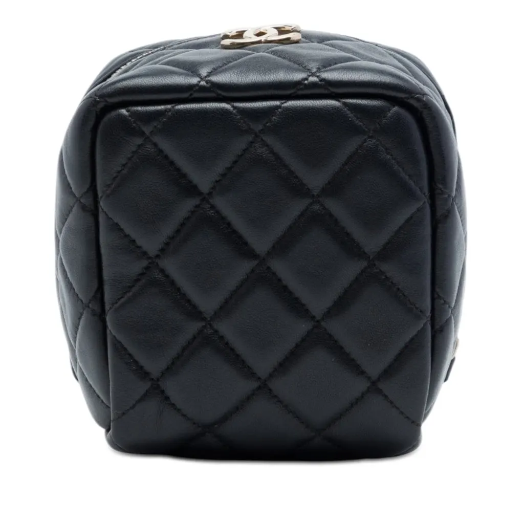 Chanel CC Quilted Lambskin Cube Vanity Bag Black Leather Very good - Inside View