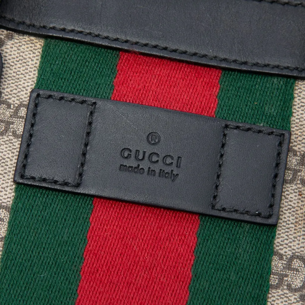 Gucci GG Supreme Web Briefcase Beige Canvas Good - Box View