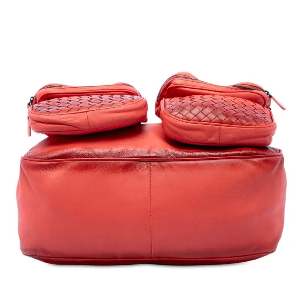 Bottega Veneta Intrecciato Trimmed Nappa Multi Pocket Shoulder Bag Orange Leather Good - Inside View