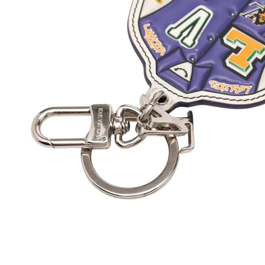 Louis Vuitton Printed Leather and Brass LV Varsity Jacket Illustre Bag Charm and Key Holder Purple Leather Very good - Inside View