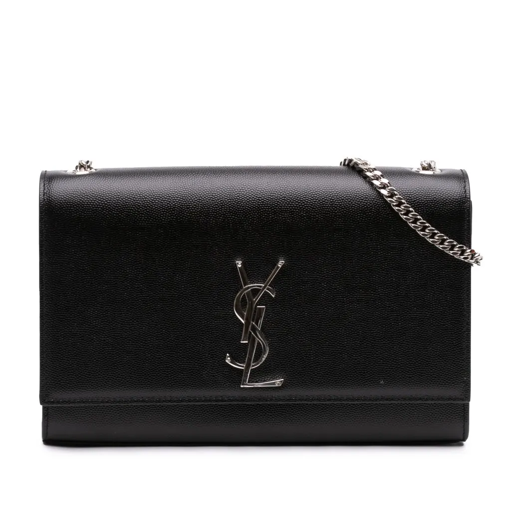Saint Laurent Medium Grain De Poudre Monogram Kate Crossbody Black Leather Very good - Front View