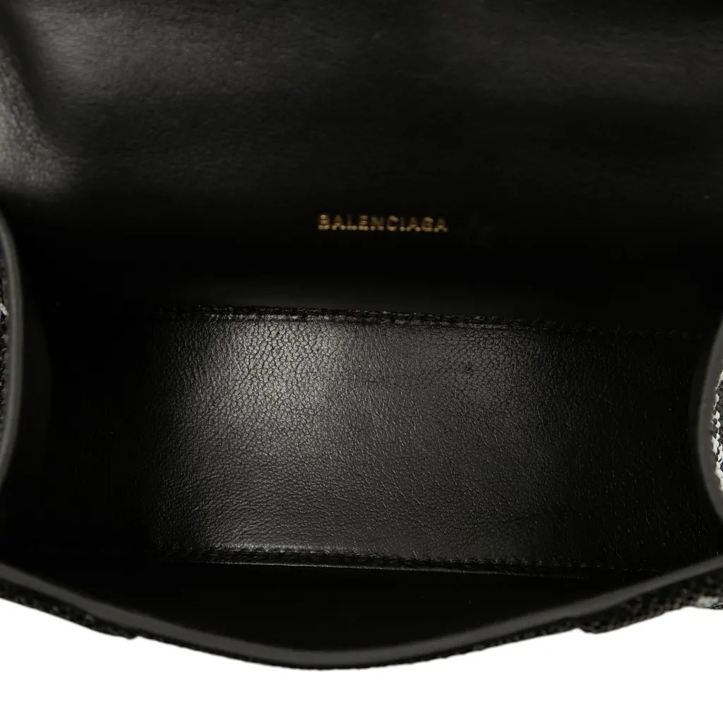 Balenciaga Suede Allover Logo Strass Hourglass Top Handle Bag XS Black Suede Very good - Model View