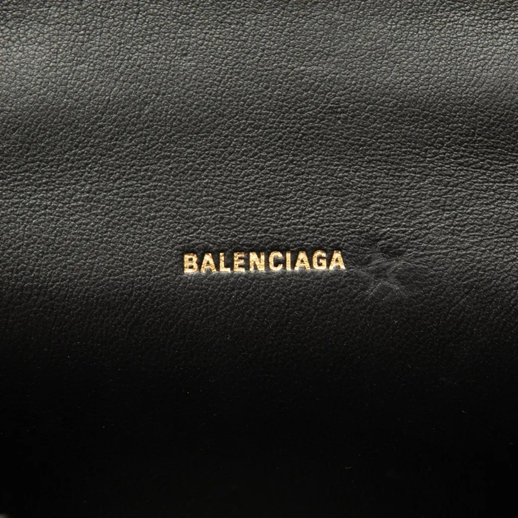 Balenciaga Suede Allover Logo Strass Hourglass Top Handle Bag XS Black Suede Very good - Box View