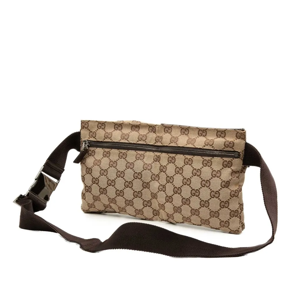 Gucci GG Canvas Double Pocket Belt Bag Beige Very good - Back View
