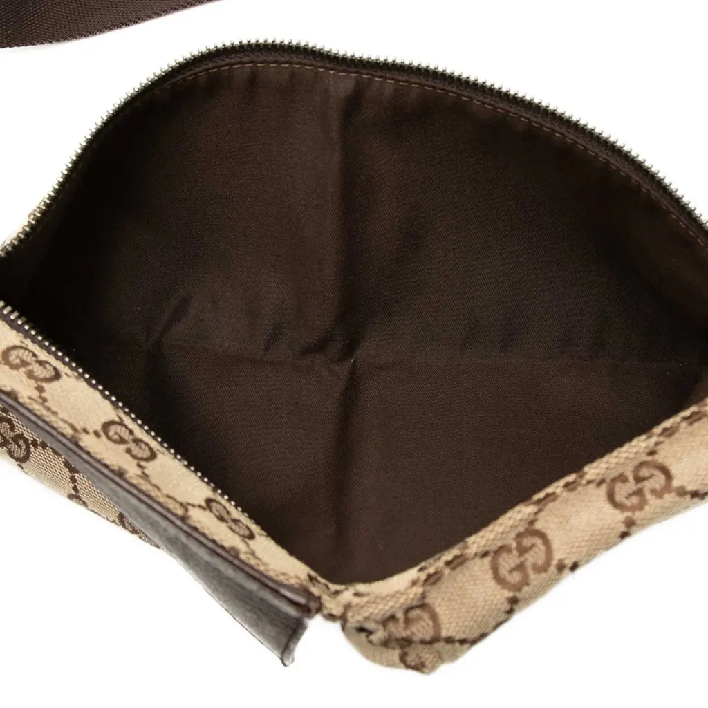 Gucci GG Canvas Double Pocket Belt Bag Beige Very good - Model View