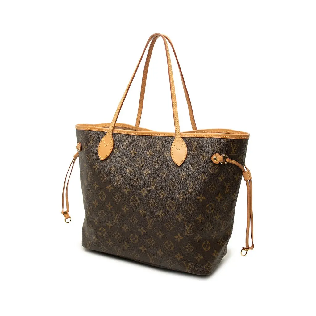 Louis Vuitton Monogram Neverfull MM Brown Canvas Good - Back View