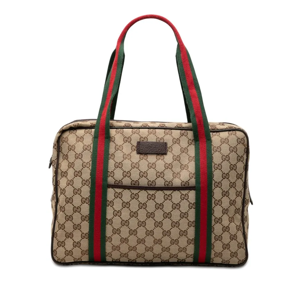 Gucci GG Canvas Web Business Bag Beige Very good - Front View