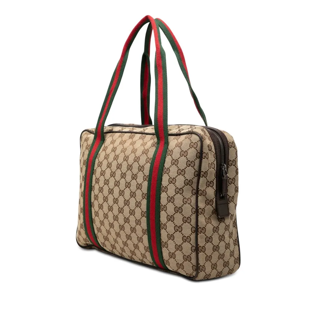 Gucci GG Canvas Web Business Bag Beige Very good - Back View