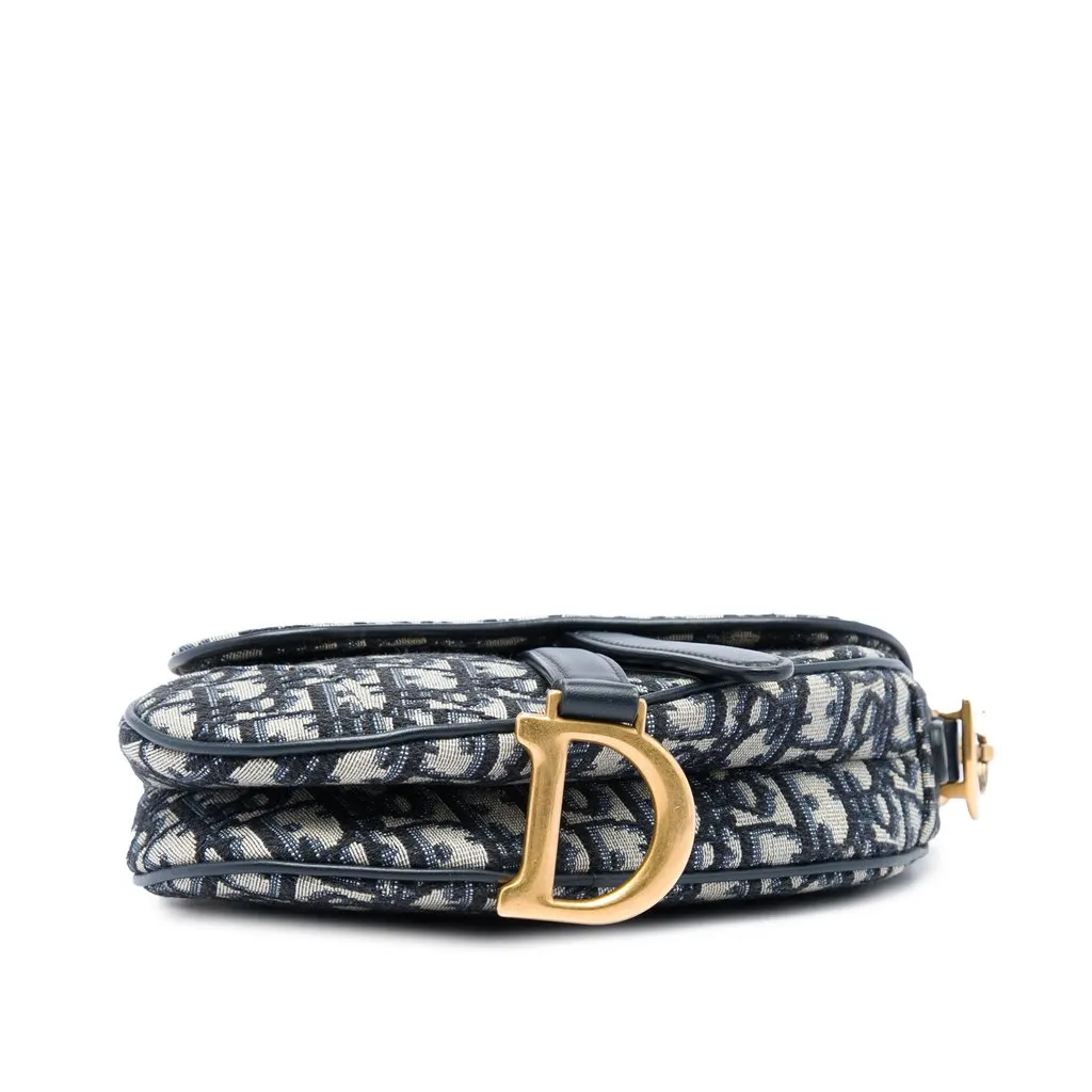 Dior Mini Oblique Canvas Saddle Bag Blue Canvas Very good - Inside View