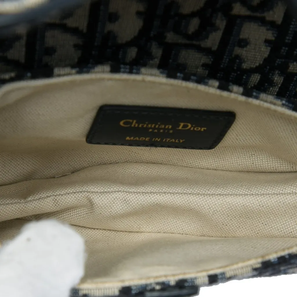Dior Mini Oblique Canvas Saddle Bag Blue Canvas Very good - Model View