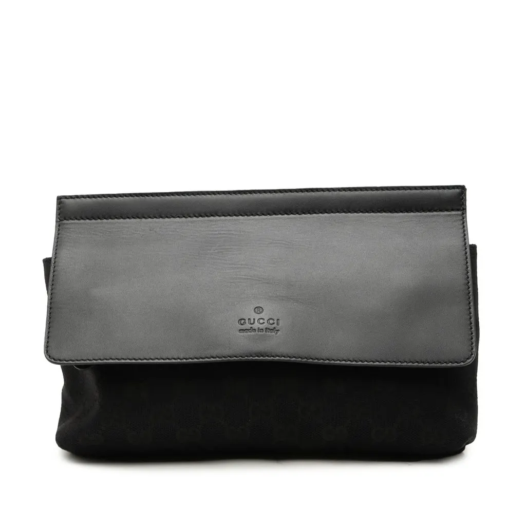 Gucci GG Canvas and Leather Web Belt Bag Black Very good - Front View