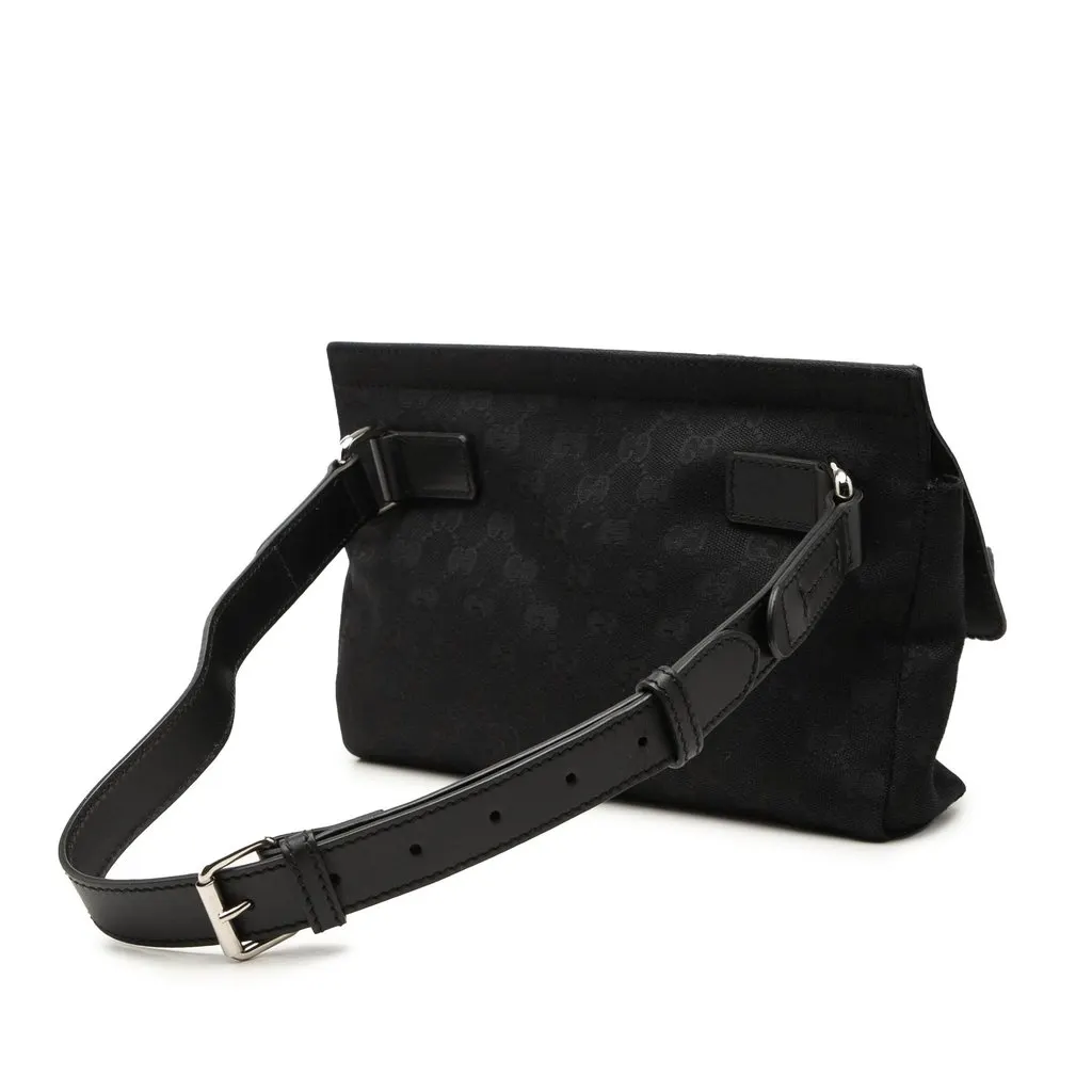 Gucci GG Canvas and Leather Web Belt Bag Black Very good - Back View