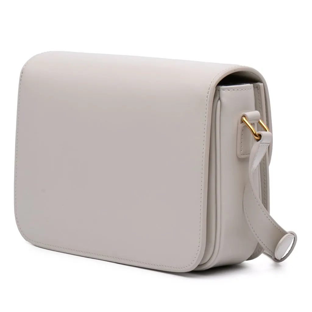 Celine Classique Shiny Calfskin Triomphe Crossbody White Leather Very good - Back View