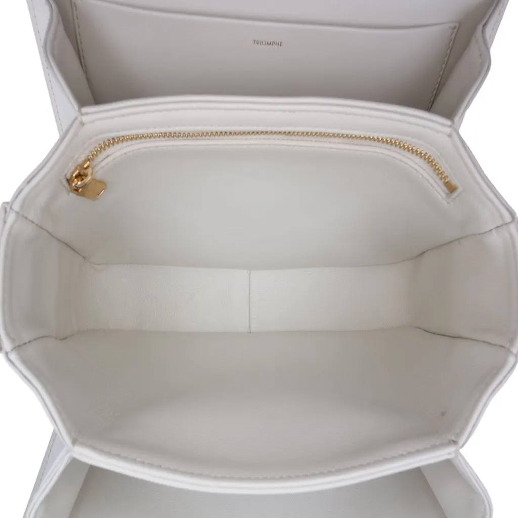 Celine Classique Shiny Calfskin Triomphe Crossbody White Leather Very good - Model View
