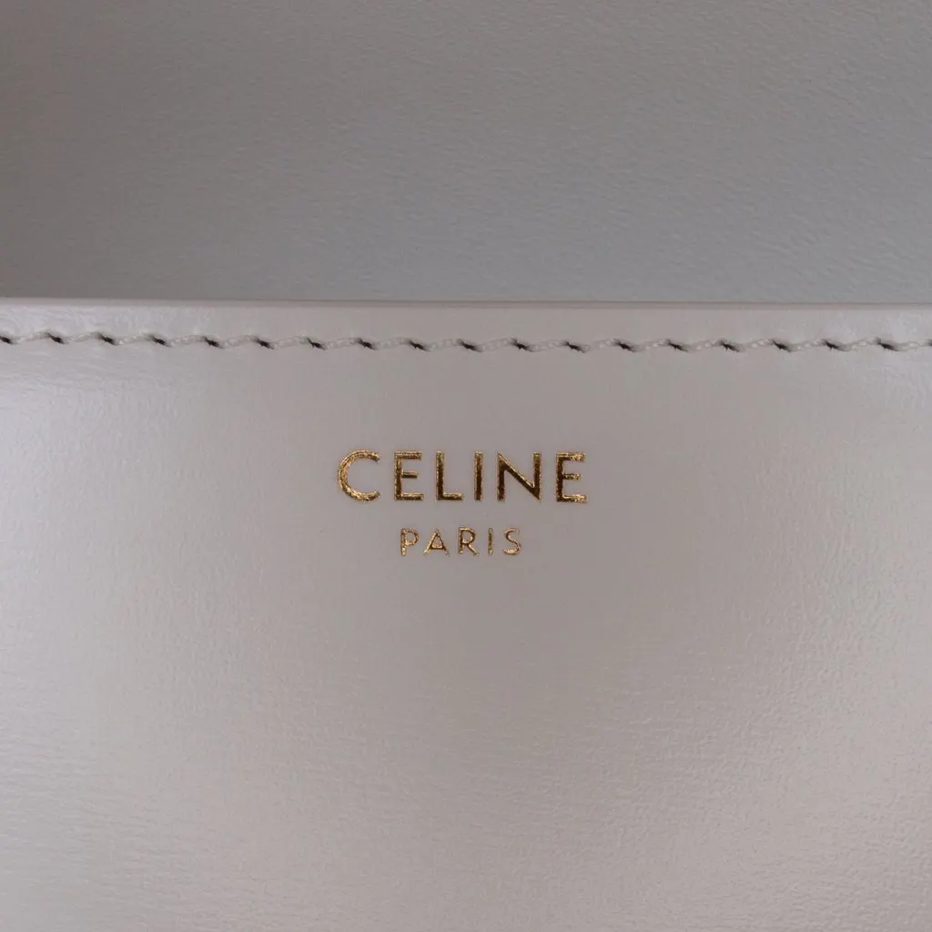 Celine Classique Shiny Calfskin Triomphe Crossbody White Leather Very good - Box View