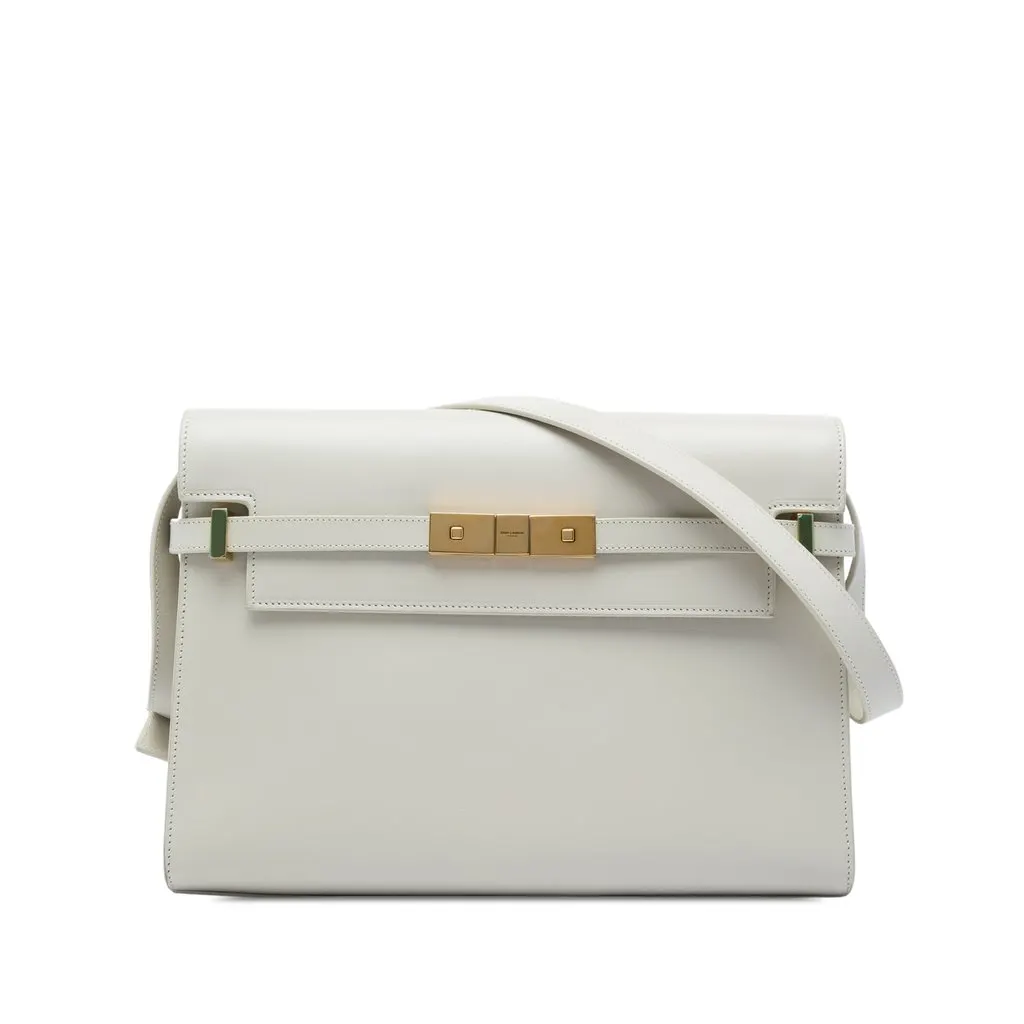 Saint Laurent Medium Smooth Calfskin Manhattan Shoulder Bag White Leather Very good - Front View