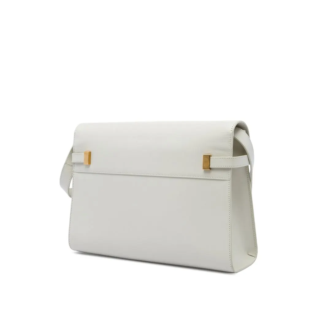 Saint Laurent Medium Smooth Calfskin Manhattan Shoulder Bag White Leather Very good - Back View