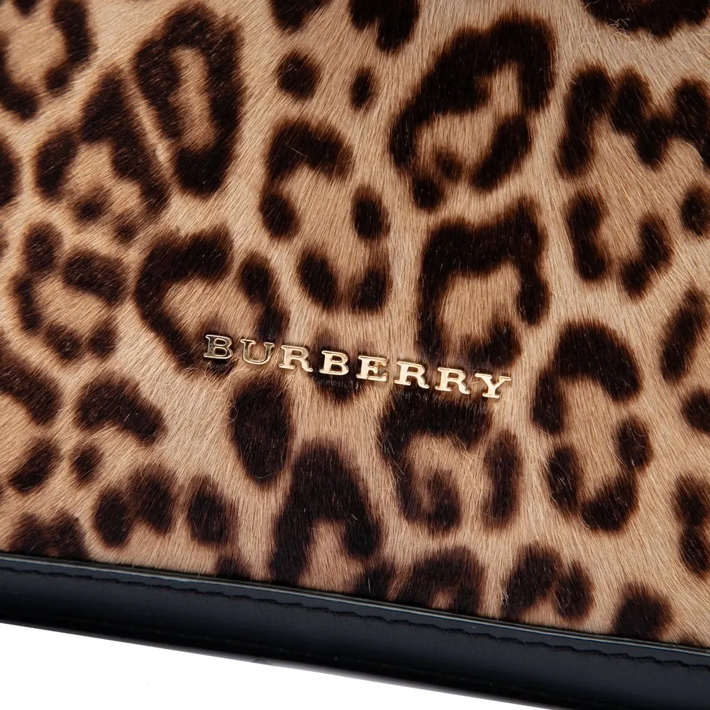 Burberry Large Pony Hair Leopard Print Orchard Bowling Bag Brown Very good - Box View