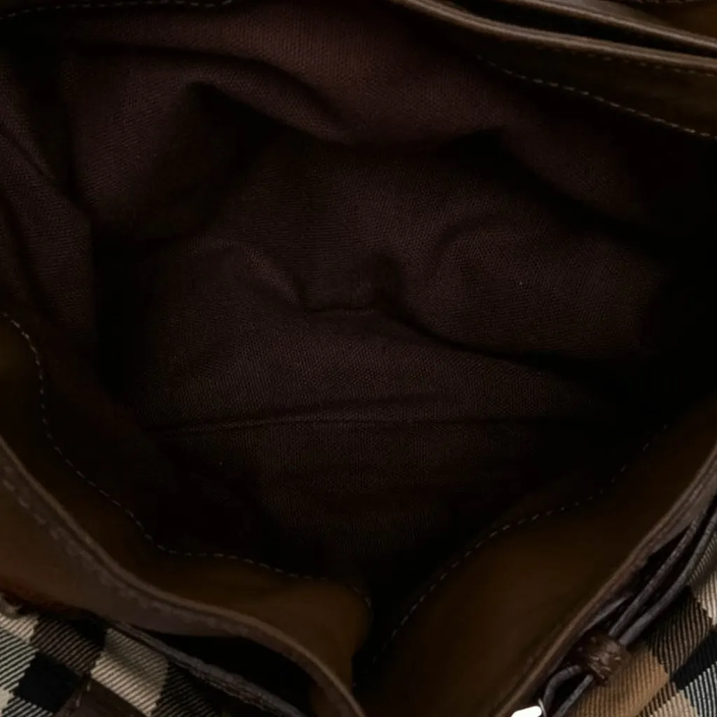 Burberry House Check Canvas and Calfskin Bromley Satchel Beige Canvas Very good - Model View