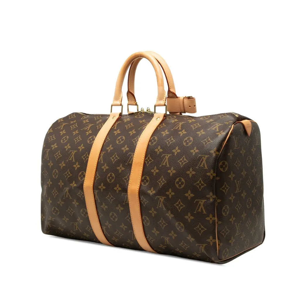 Louis Vuitton Monogram Keepall 45 Brown Canvas Good - Back View