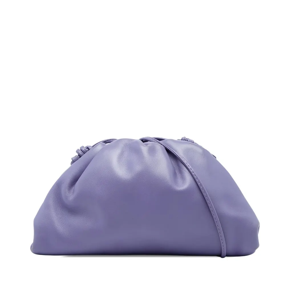 Bottega Veneta Lambskin The Mini Pouch Crossbody Purple Leather Very good - Front View