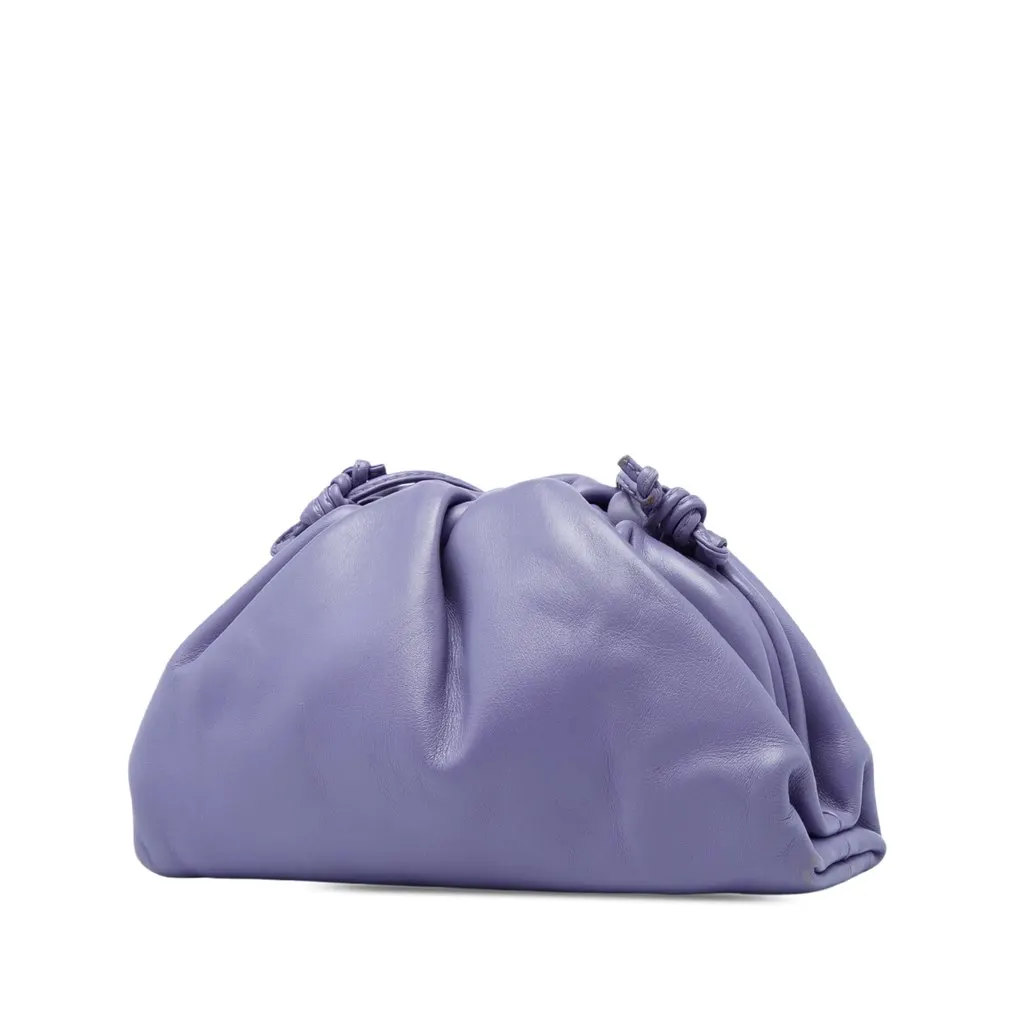 Bottega Veneta Lambskin The Mini Pouch Crossbody Purple Leather Very good - Back View