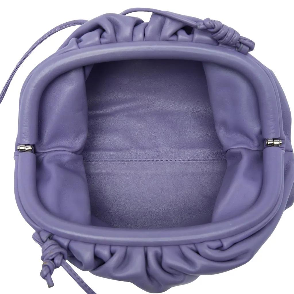 Bottega Veneta Lambskin The Mini Pouch Crossbody Purple Leather Very good - Model View