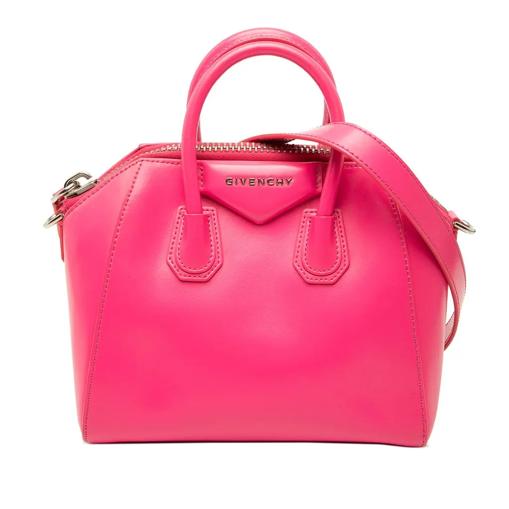 Givenchy Mini Shiny Lord Calfskin Antigona Satchel Pink Leather Good - Front View