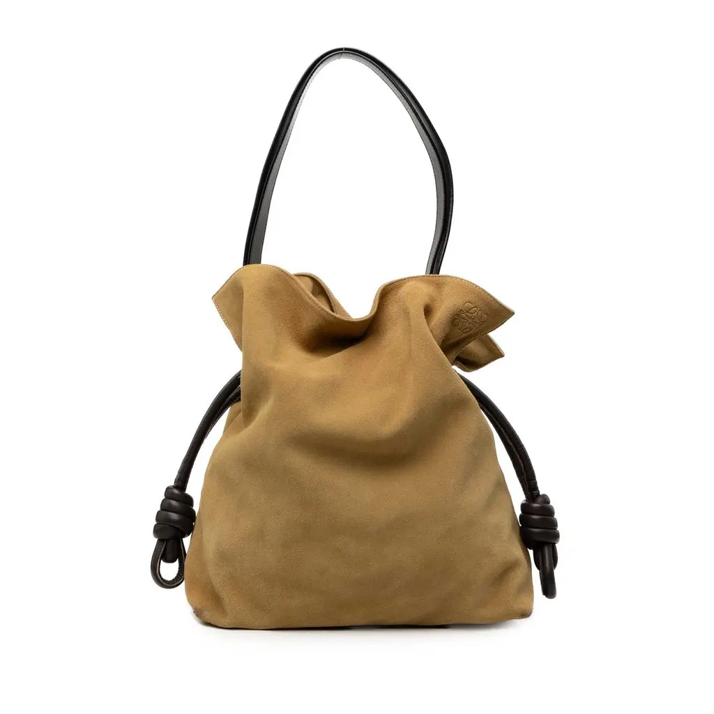 Loewe Large Suede Flamenco Knot Tote Brown Leather Very good - Front View