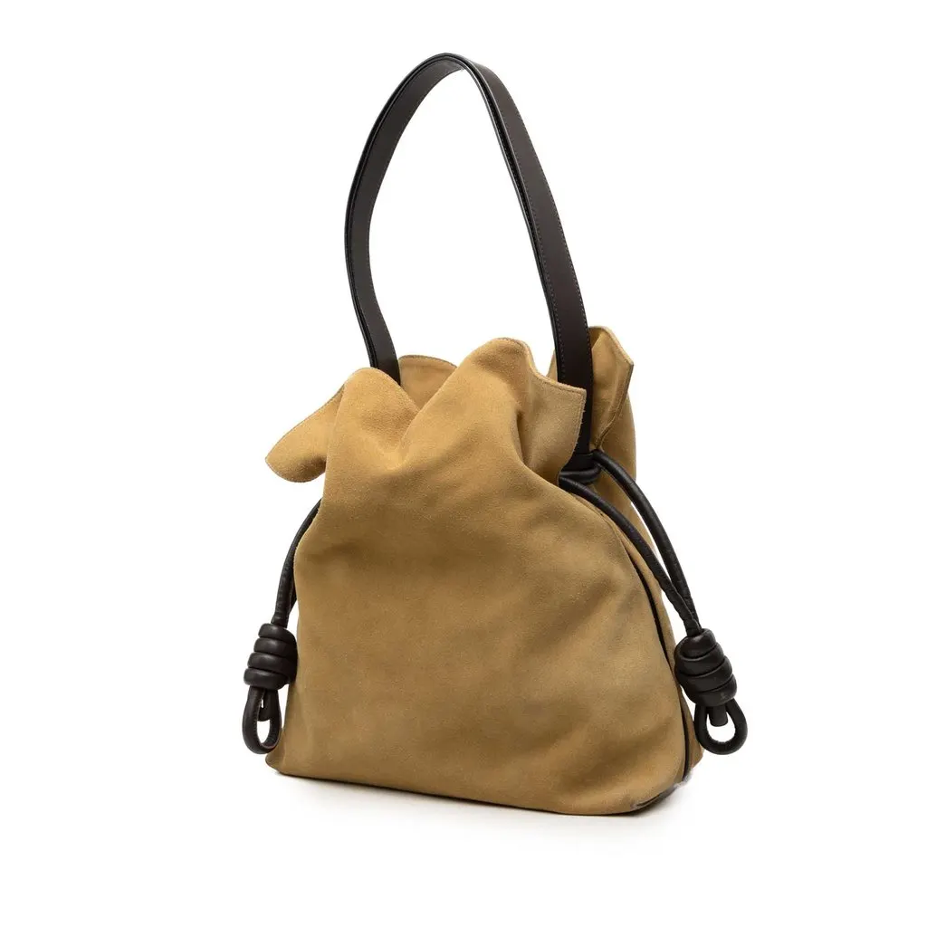 Loewe Large Suede Flamenco Knot Tote Brown Leather Very good - Back View
