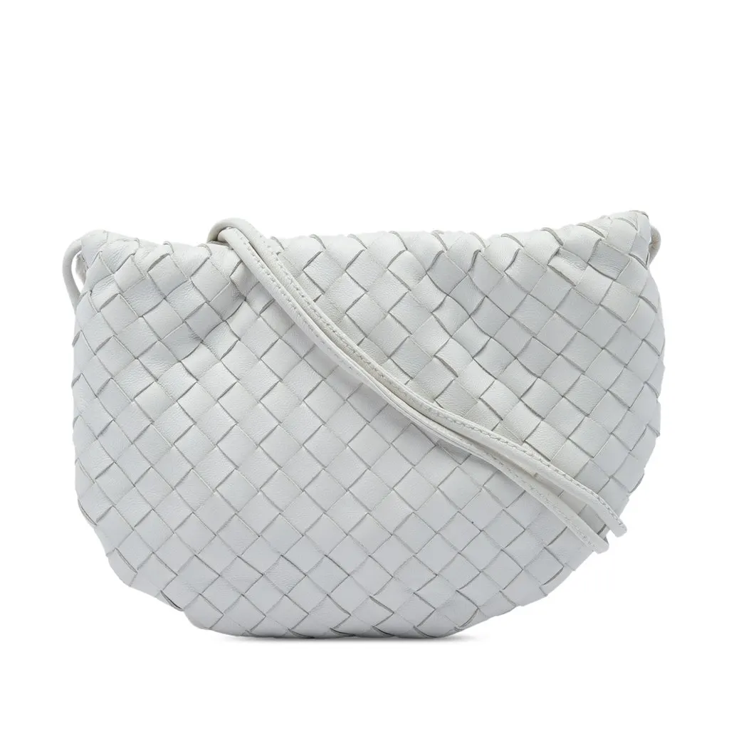 Bottega Veneta Mini Nappa Intrecciato Bulb Crossbody White Leather Very good - Front View