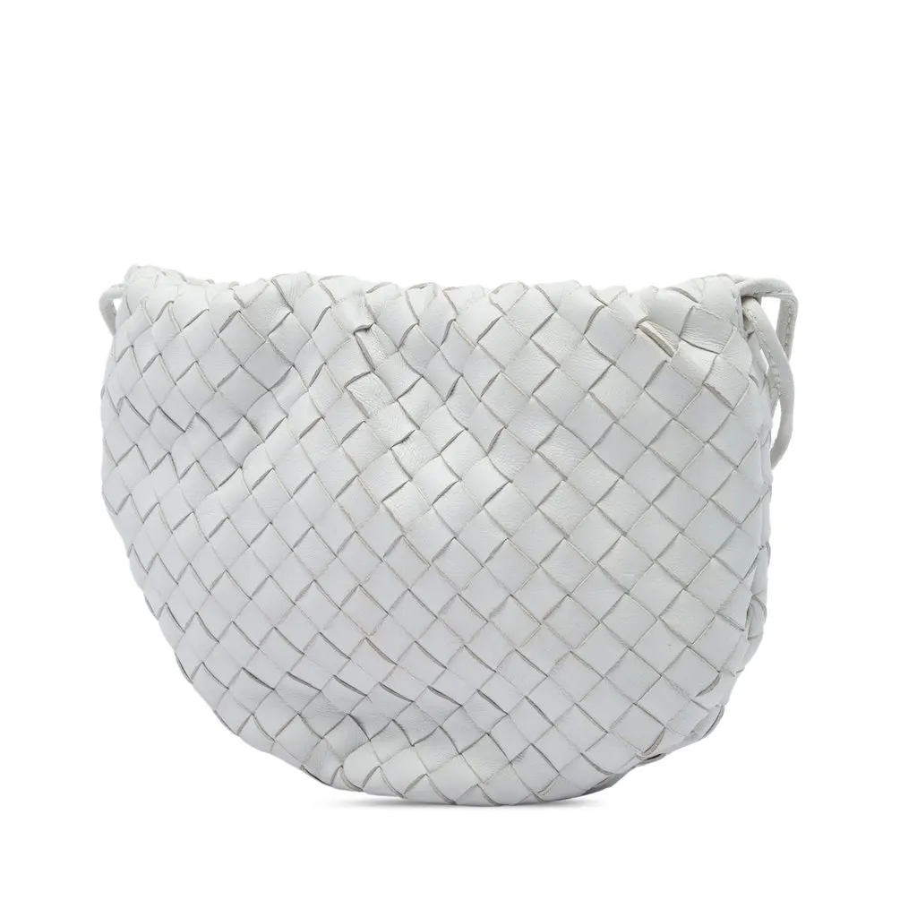 Bottega Veneta Mini Nappa Intrecciato Bulb Crossbody White Leather Very good - Back View