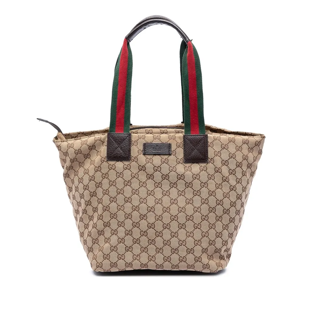 Gucci GG Canvas Web Tote Beige Very good - Front View