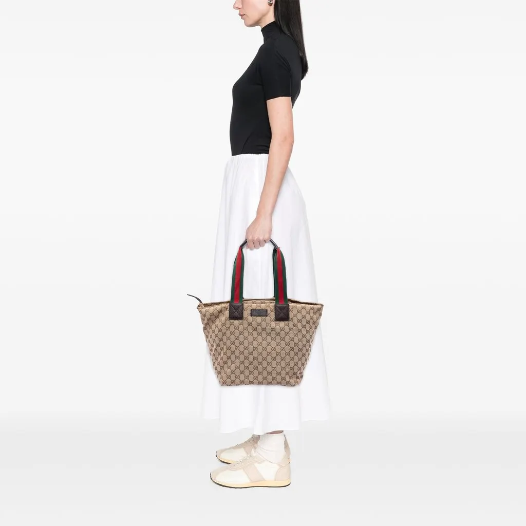 Gucci GG Canvas Web Tote Beige Very good - Box View