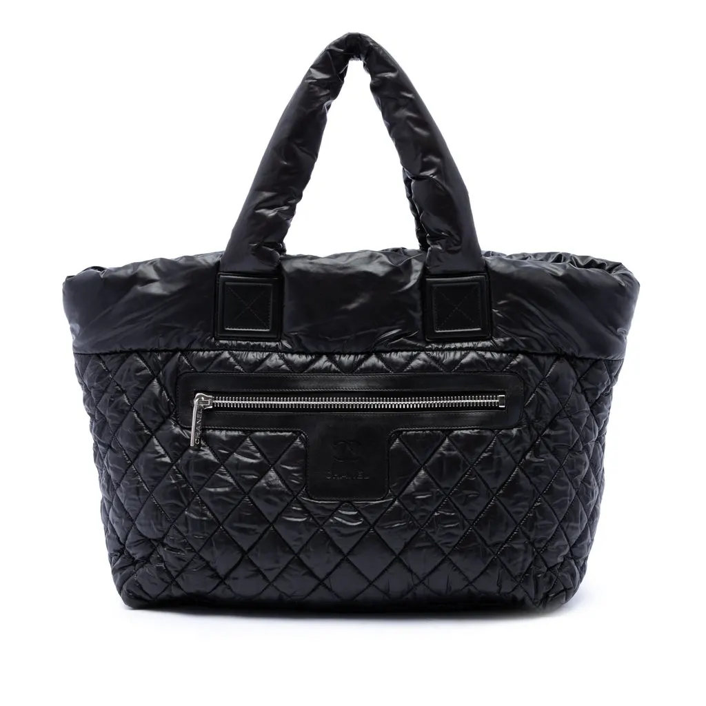 Chanel Large Quilted Nylon Reversible Coco Cocoon Tote Black Very good - Front View