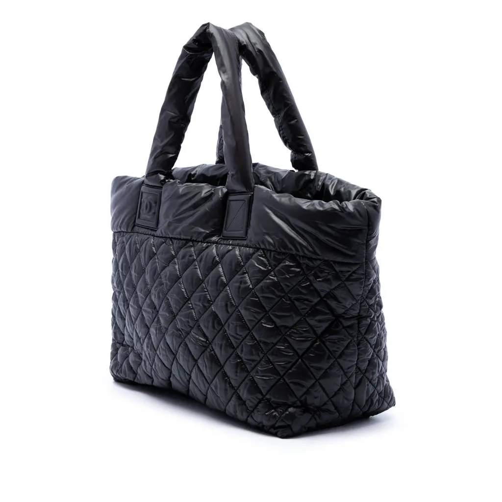 Chanel Large Quilted Nylon Reversible Coco Cocoon Tote Black Very good - Back View