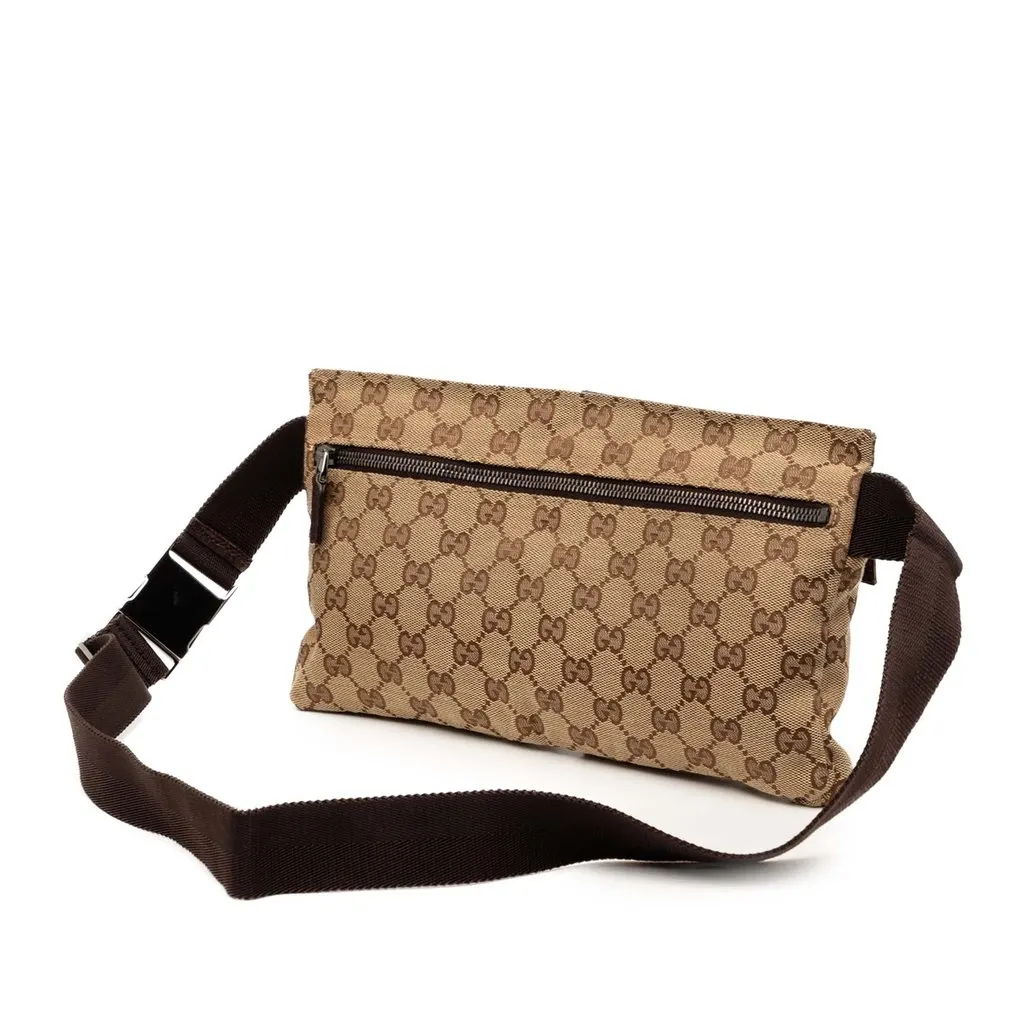 Gucci GG Canvas Double Pocket Belt Bag Beige Very good - Back View
