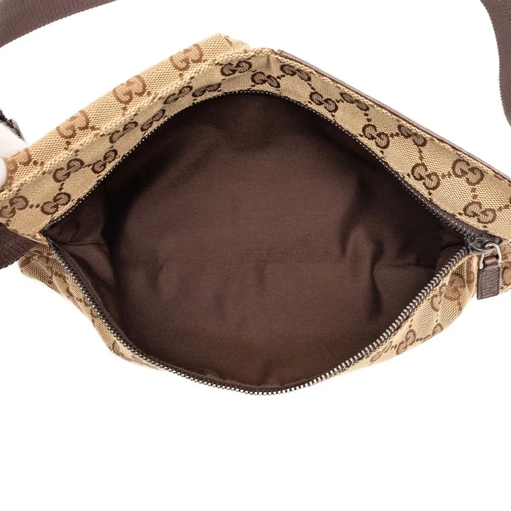 Gucci GG Canvas Double Pocket Belt Bag Beige Very good - Model View