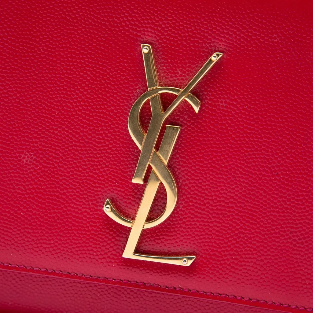 Saint Laurent Grain de Poudre Monogram Cassandre Clutch Red Leather Good - Box View