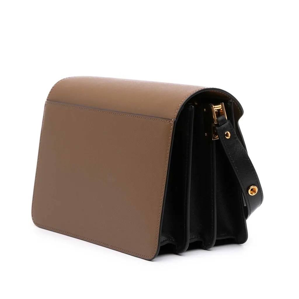 Marni Tricolor Leather Trunk Crossbody Brown Leather Very good - Back View