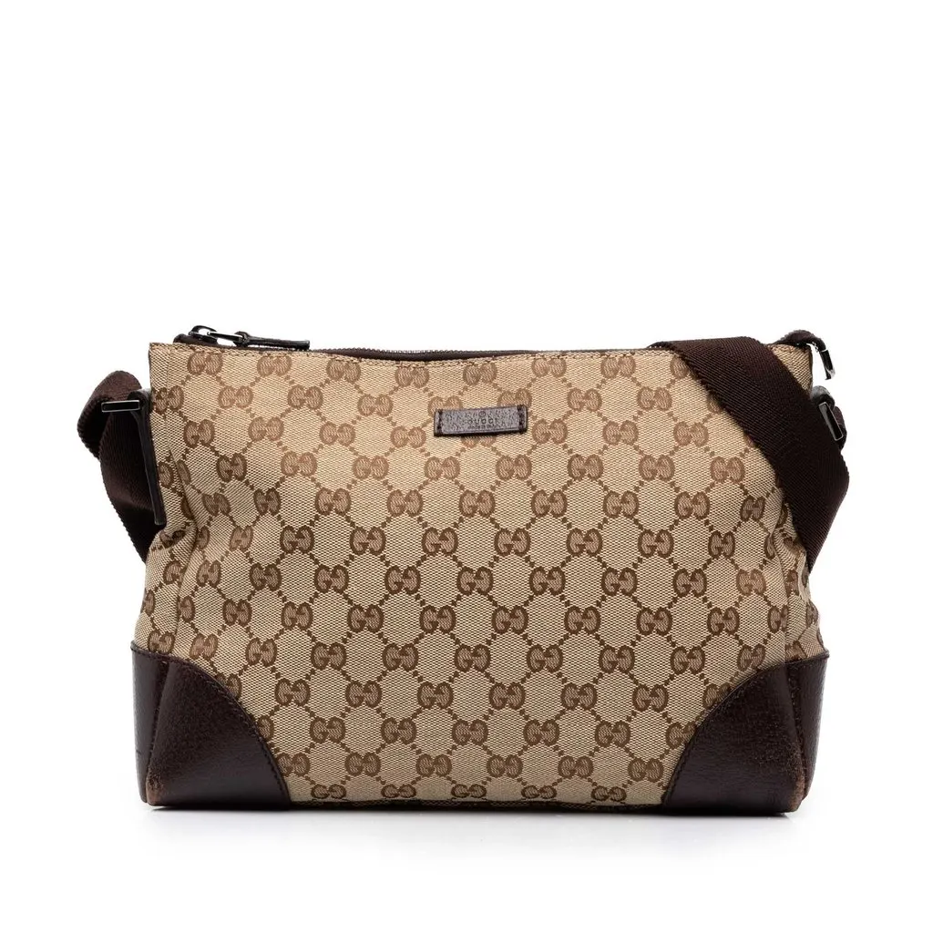 Gucci GG Canvas Crossbody Beige Canvas Good - Front View