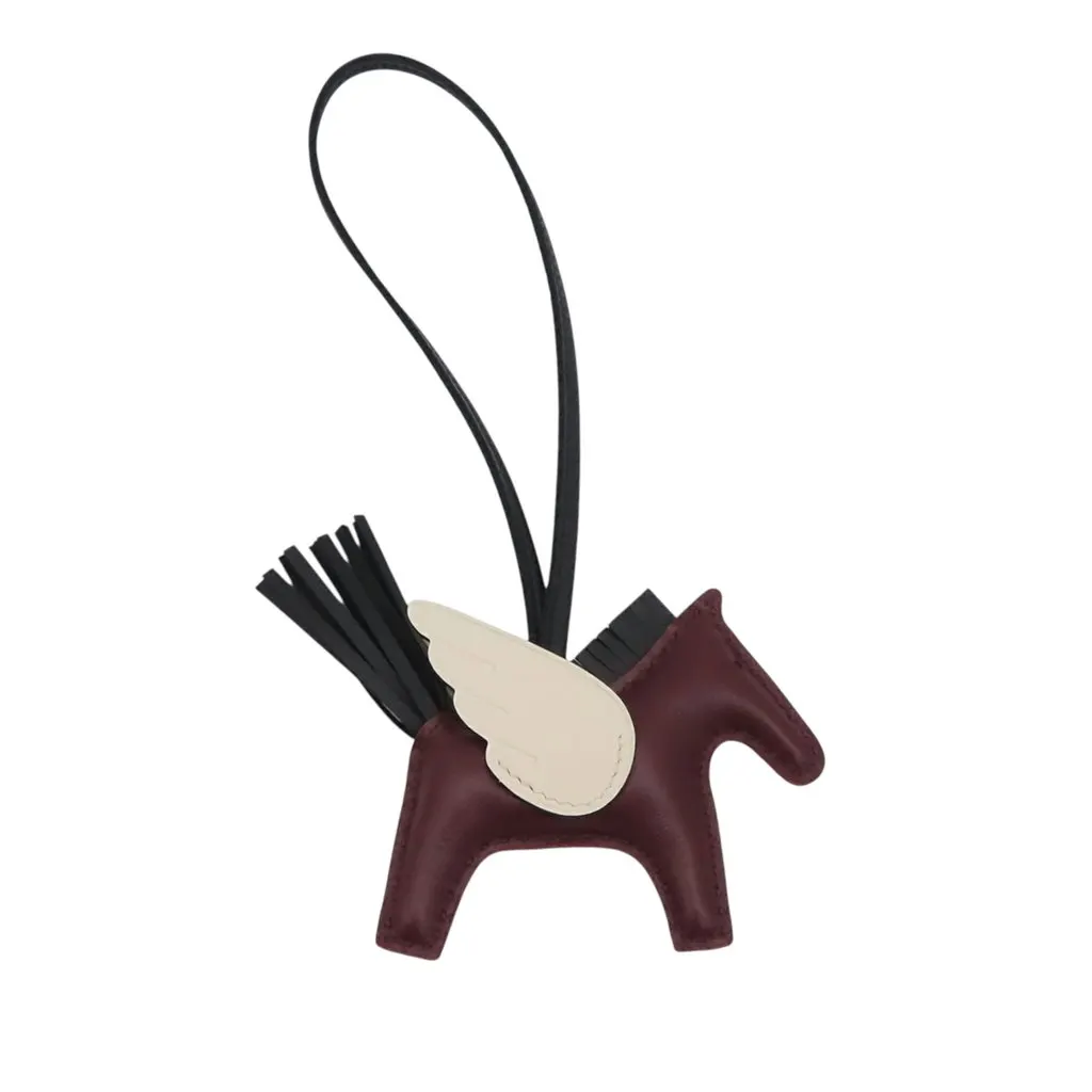 Hermès Milo Lambskin and Swift Grigri Rodeo Pegase Bag Charm PM Red Leather Very good - Back View