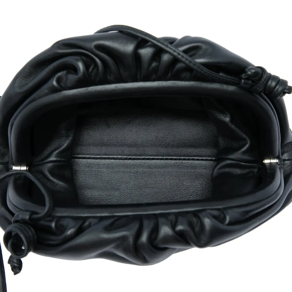 Bottega Veneta Lambskin The Mini Pouch Crossbody Black Leather Very good - Model View